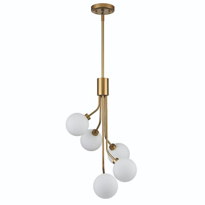 #ad Modern Glass Globe Chandelier Mid Century Brass Gold Pendant Ceiling Lights $149.99