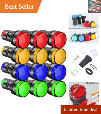 #ad Durable 12pcs LED Power Indicator Set Clear Red Yellow Blue Green Signals $19.79