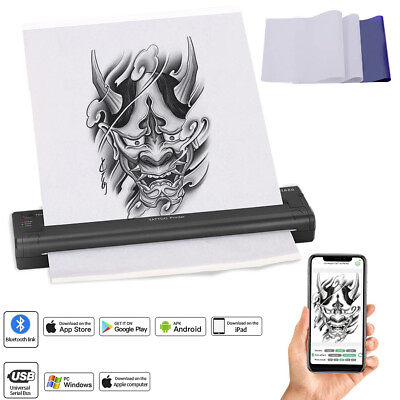 #ad YILONG Tattoo Stencil Printer Mini Wireless Thermal Transfer Machine 15 Papers $127.99