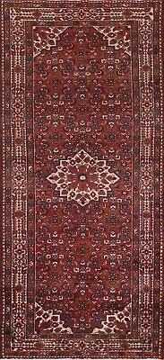 #ad Vintage Hamedan Geometric 4#x27;x10#x27; Runner Rug Wool Hand knotted Oriental Carpet $559.00