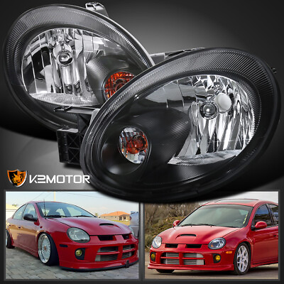 #ad Black Fits 2003 2005 Dodge Neon Factory Style Headlights Head Lamps LeftRIght $86.38