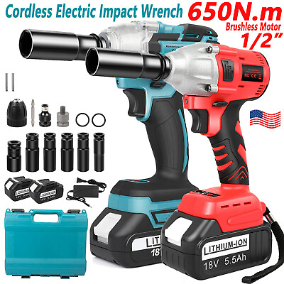 #ad 650Nm Cordless Electric Impact Wrench 1 2#x27;#x27; Gun High Power Driver Li ion Battery $33.99