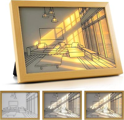 #ad 3D Frame Light Up Art Painting Wall Decor 3 Modes Glowing Paingtings Night Light $36.73