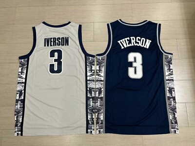 #ad Mens Allen Iverson #3 Basketball Jersey Georgetown Hoyas College Jersey Stitched $19.99