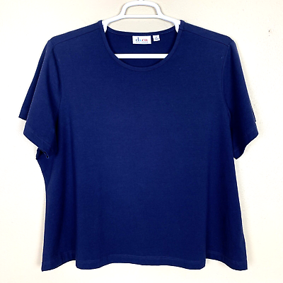 #ad Damp;Co Short Sleeve Crew Neck T Shirt Navy Blue Top Stretch Womens 2X $18.06