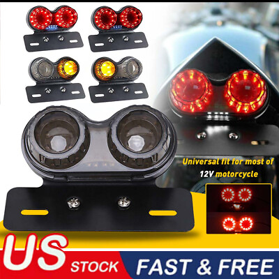 #ad Motorcycle Integrated LED Tail Light Dual Turn Signal Brake License Plate Lamp $20.99