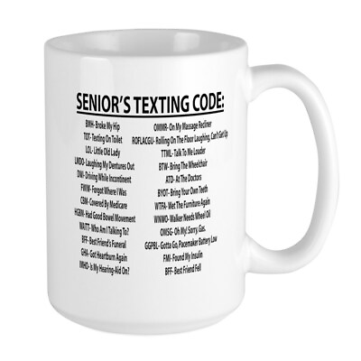 #ad CafePress Senior Texting Code Humor Mugs Large Mug 339499391 $17.99
