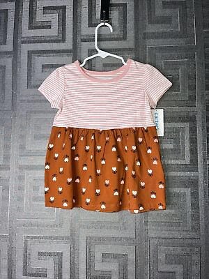 #ad Carter#x27;s Toddler Girls Size 4T Pink White Striped w hearts Babydoll TOP ONLY $5.00