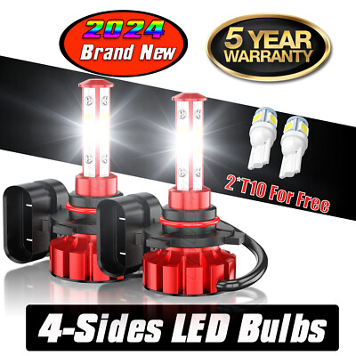 #ad 4 Sides 9005 LED Headlight Super Bright Bulbs Kit White 10000LM High Low Beam $14.99