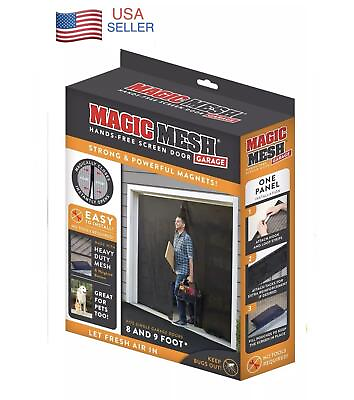 #ad Car Garage Magnetic Screen Door Heavy Duty Magnets Mesh Curtain Fits 9 X 7 FT $22.98