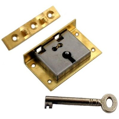#ad Extra Large Brass Half Mortise Chest Lock with Skeleton Key $34.99