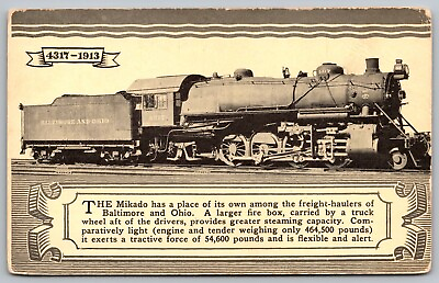 #ad Mikado Freight Hauler Baltimore Ohio Train Railroad Sepia Vintage UNP Postcard $9.00