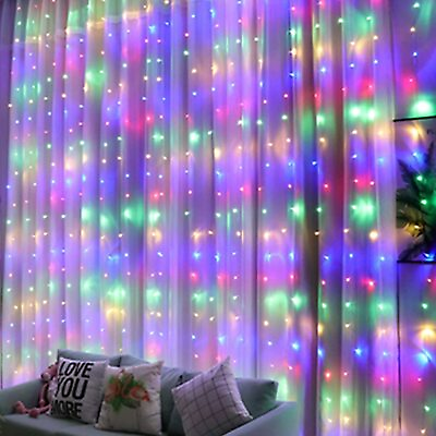 #ad #ad 300LED 10ft Curtain Fairy Hanging String Lights LED Home Wedding Party 8 Modes $7.99