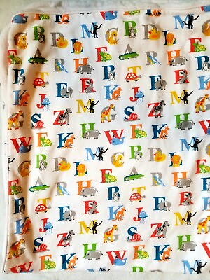 #ad Cath Kids Alphabet Baby Blanket White W Primary Colors $49.99