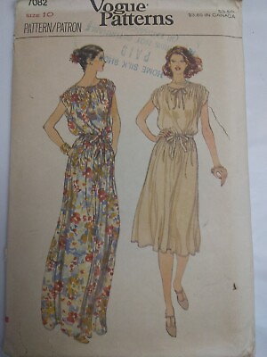 #ad Dress Loose Fitting Maxi Knee 10 Vogue 7082 Sewing Pattern VTG 70s CUT Tie Flowy $16.24