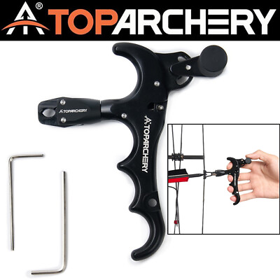 #ad Archery Adjustable 4 Finger Compound Bow Release Can Rotate 360° Thumb Release $16.44