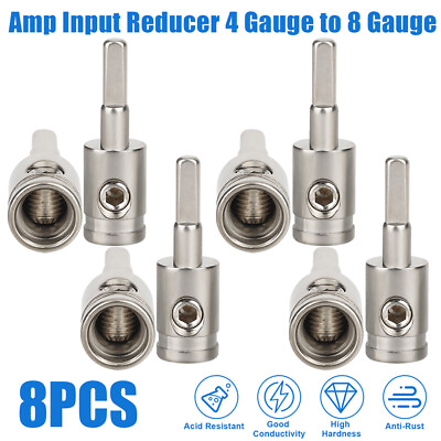 #ad 8PCS Auto Car Audio Wire Reducer Tool 4 Gauge To 8 Gauge Amp Input Power Ground $21.99