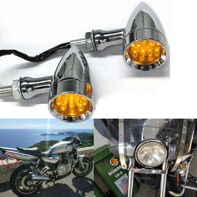 #ad 2Pcs Motorcycle LED Turn Signal Amber Light For Honda Shadow 750 ACE Spirit AERO $23.02