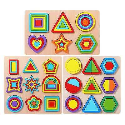 #ad Montessori Shape Toys Wooden Geometric Shapes For Kids Shape Sorter Justifiable $37.85