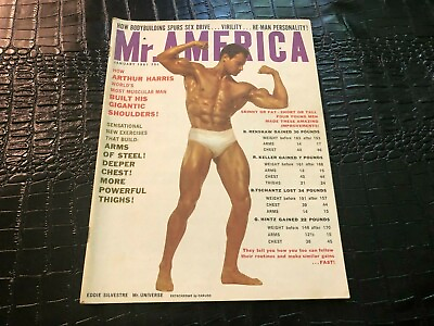 #ad JANUARY 1961 MR MISTER AMERICA bodybuilding magazine EDDIE SILVESTRE $24.99
