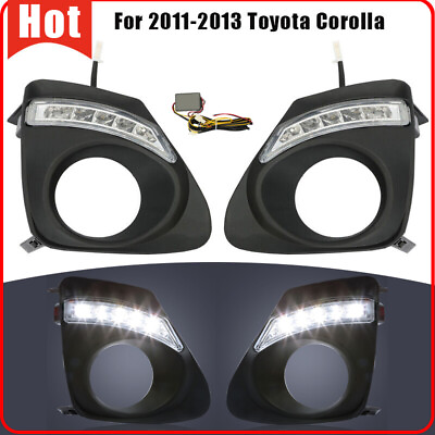 #ad Fit 2011 2013 Toyota Corolla LED DRL Fog Signal Lamps Lights Bezel w Wires $32.59