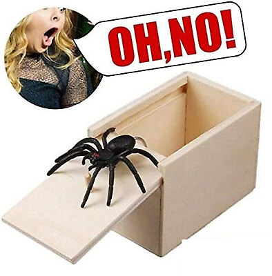#ad Wooden Prank Spider Scare Box Hidden in Case Trick Play Joke Scarebox Gag Toy $5.95