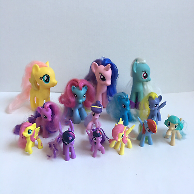 #ad My Little Pony Figure Sot Of 14 Hasbro Authentic 3 Sizes 6quot; 4.5quot; 3.75quot; E1 11 $18.95