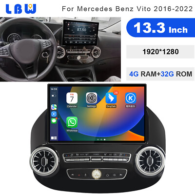 #ad 13.3#x27;#x27; Android Car GPS 432G Navigation Stereo For Mercedes Benz Vito 2016 2022 $1153.41
