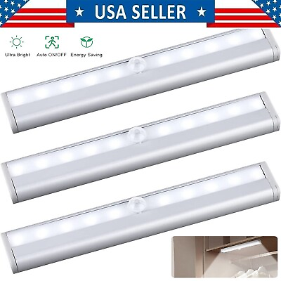 #ad 10 LED PIR Motion Sensor Night Light Lamp Battery Operated With Magnetic Strip $8.55