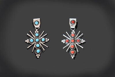 #ad Luyu Reversible Turquoise Coral amp; Silver Cross $98.00