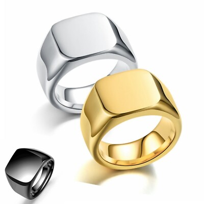 #ad Stainless Steel Plain Face Ring Rings Jewelry Signet Style Quality Sigma Male $9.90
