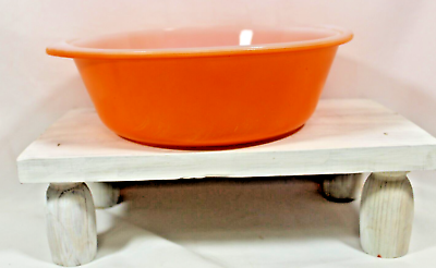 #ad Vintage McKee GLASBAKE Jeannette Orange on White Dual Fin Handle Casserole Dish $27.00