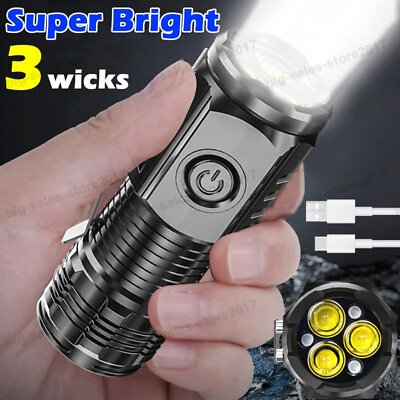 #ad 1000000 Lumens Super Bright LED Tactical Flashlight Rechargeable LED Work Light $6.82