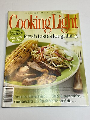 #ad Cooking Light Magazine June 2008 Grilling Peach Mojito Cocktail Desserts Quiche $9.99