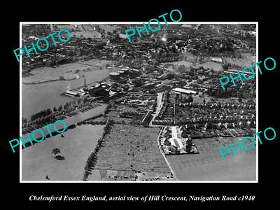#ad OLD LARGE HISTORIC PHOTO CHELMSFORD ESSEX ENGLAND AERIAL VIEW HILL CRES c1940 AU $8.50
