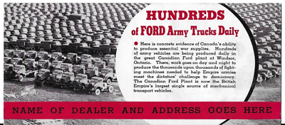 #ad Ford Dealer Sign WWII Canadian Ford Plant Military ARMY Vehicles Assembly RED $26.99