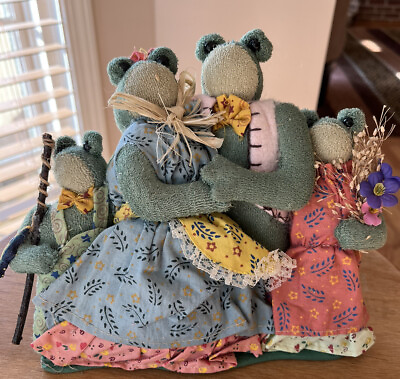 #ad Vintage International Silver Frog Family Fabric Foursome 1997 $18.00