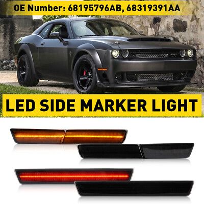 #ad For 18 22 Challenger SRT Dodge LED Widebody Front Rear Side Marker Lights Smoked $45.59