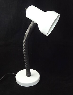 #ad White amp; Black Desk Table Lamp With Flexible Gooseneck 60 Watt Max Bulb $9.99