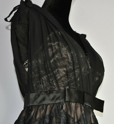 #ad NWT Jill Stuart Size 8 Sleeveless A Line Lace Cocktail Dress Layered Bow Flowy $98.99