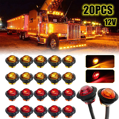 20X 3 4quot; 12V Marker LIGHTS LED Bullet Amber Red Truck Trailer RV Round Side Lamp $15.89