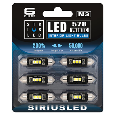 #ad SiriusLED N3 578 41mm 211 2 LED Car Truck Dome Map Interior Pack of 6 white $12.95