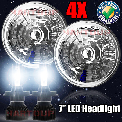 #ad 2PC 7 inch Round LED Headlights HI Lo Beam For Freightliner coronado 2001 2016 $97.49