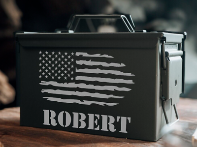#ad Personalized Metal Ammo Can Storage Box .50 Cal Green Locking Steel Ammo Can $34.99