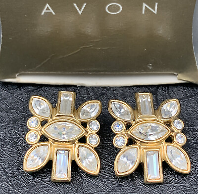 #ad New In Box Vintage Avon Precious luxury rhinestone Clip Earrings $23.00