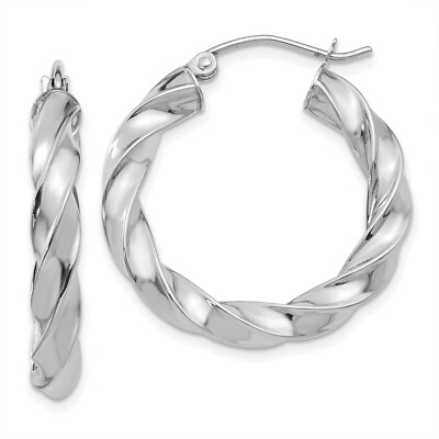 #ad 14k White Gold Light Twisted Hoop Earrings For Womens 2.27g $400.00