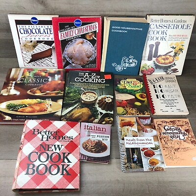 #ad Lot of 12 Vintage Cooking Receipts Meal Books Spiral Hardcover Paperback Books $75.00
