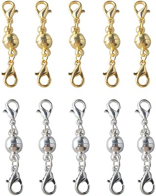 #ad 10pcs Necklace Extender Magnetic Clasps Connector Bracelet Jewelry DIY Hooks $4.92