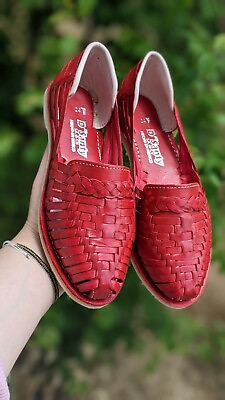 #ad Red Leather Huaraches Size 7 US $24.00