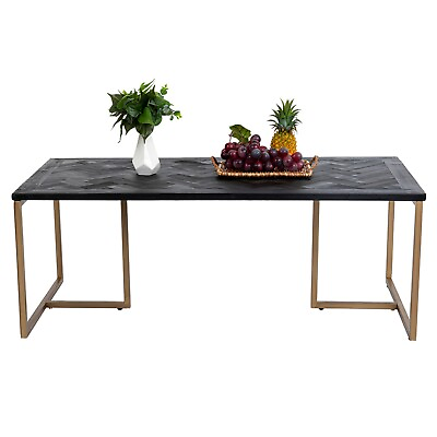 48#x27;#x27; Long Black Wood Coffee Table With Metal Legs Vintage Table for Living Room $328.70